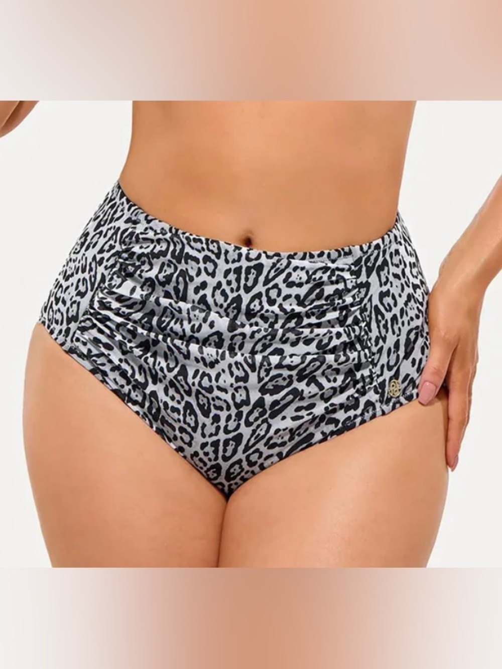 Shapewear Popilush Leopard Ruched High-Waist Tummy Control Bikini Bottom size L